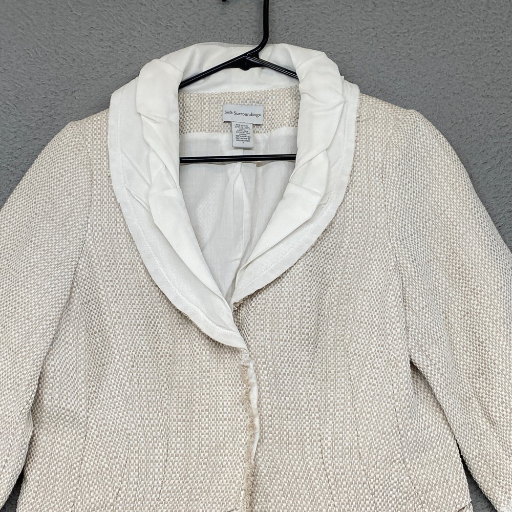 Soft Surroundings Ivory Textured Open-Front beautifully Blazer! - Picture 2 of 13